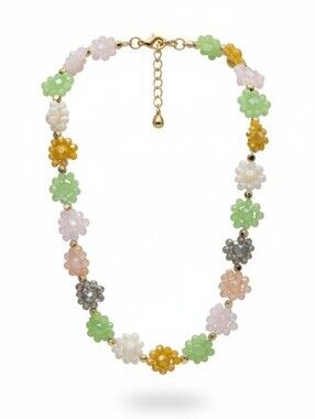 💕▪️Persimmon▪️ Multicolor Floral Beaded 16in Necklace